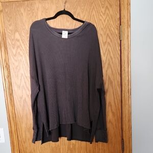 Aerie Charcoal Gray Oversized Thermal Waffle Top,  Size Xxl